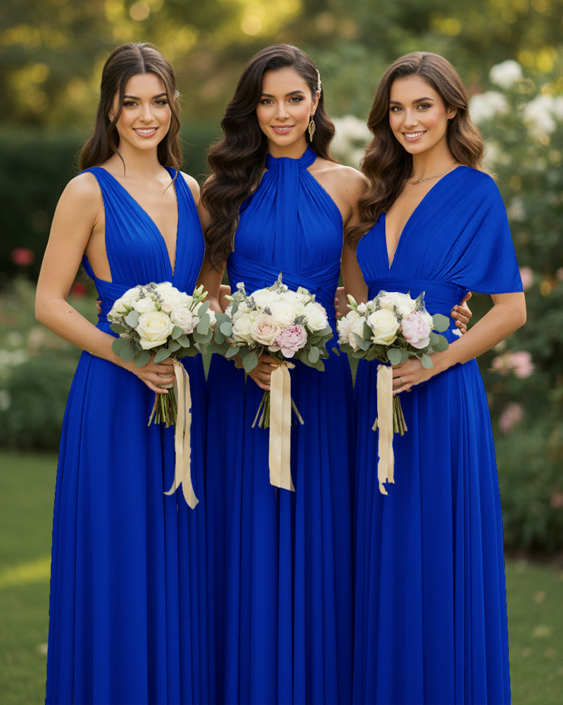 Multi-Way Wrap Inifinity Convertible Maxi Dress Regular Plus size Wedding Bridal Party Bridemaids Gownroyal blue 