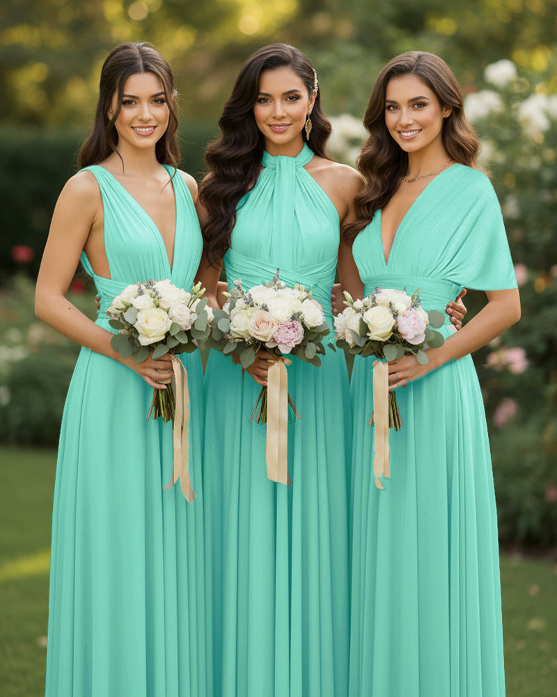 Multi-Way Wrap Inifinity Convertible Maxi Dress Regular Plus size Wedding Bridal Party Bridemaids Gownsage 