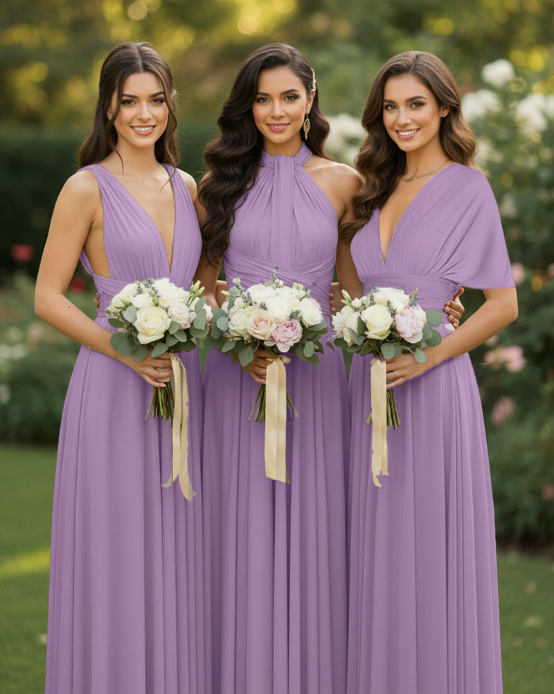 Multi-Way Wrap Inifinity Convertible Maxi Dress Regular Plus size Wedding Bridal Party Bridemaids Gownwisteria mauve 