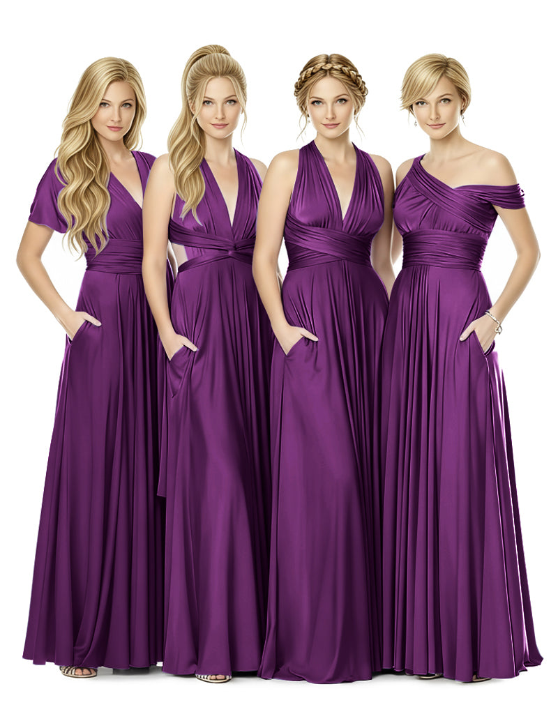 Multi-Way Infinity Wrap Dress With Pockets Bridal Parties Gowngrape 
