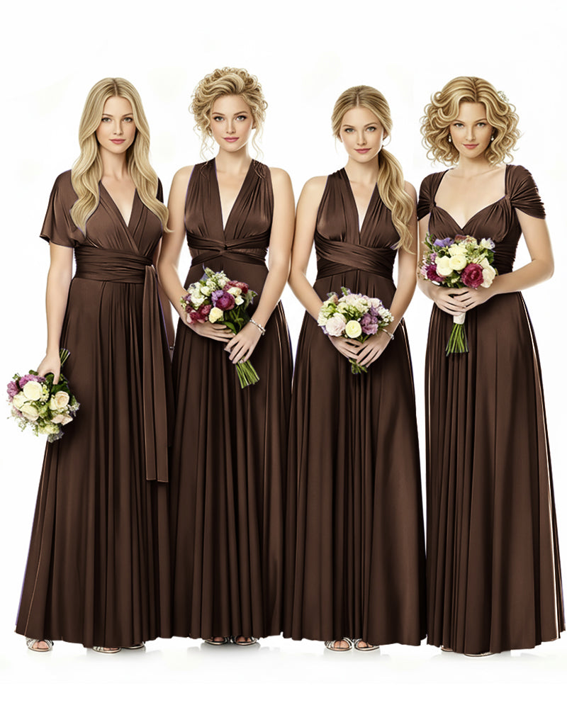 Convertible Infinity Wrap Maxi Dress With Pockets Regular Plus size Wedding Bridal Party Bridemaids Gownbrown 