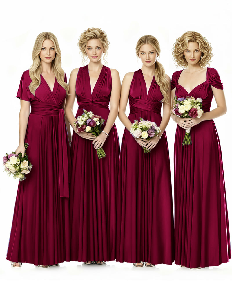 Convertible Infinity Wrap Maxi Dress With Pockets Regular Plus size Wedding Bridal Party Bridemaids Gownburgundy 
