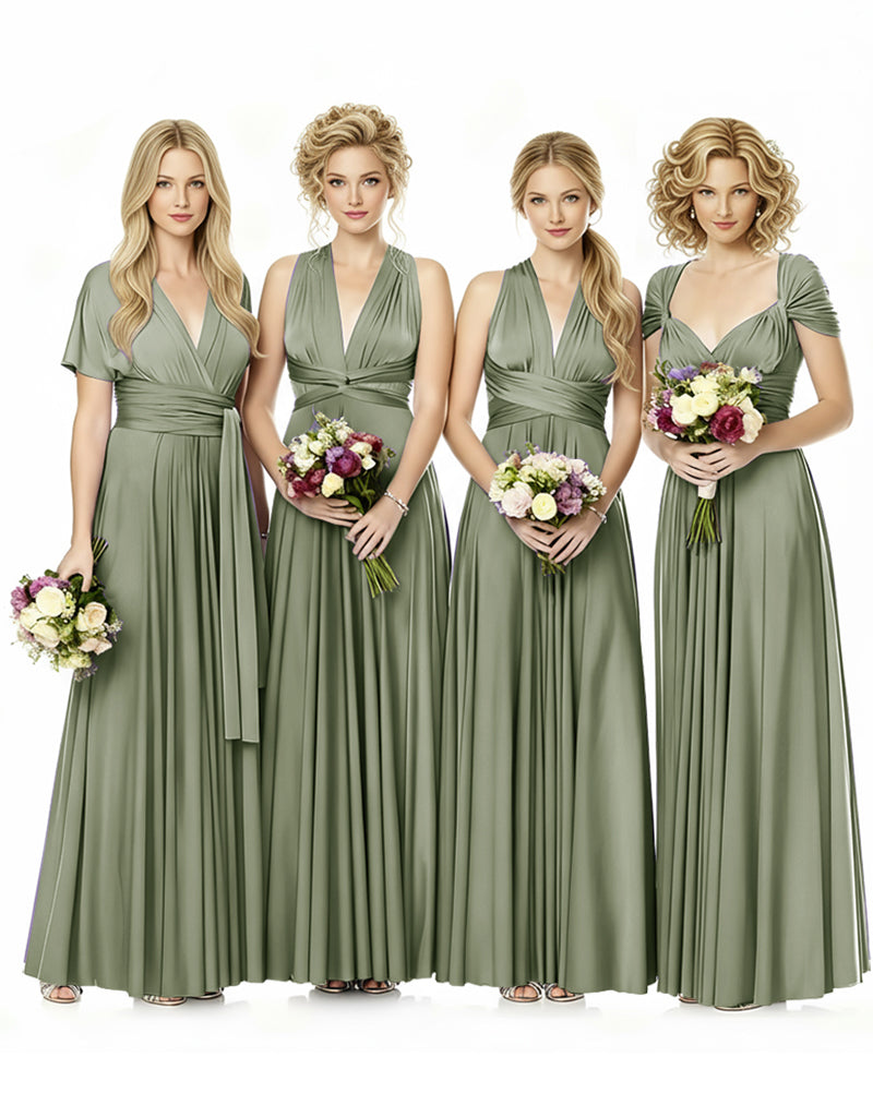 Convertible Infinity Wrap Maxi Dress With Pockets Regular Plus size Wedding Bridal Party Bridemaids Gowndusty sage 