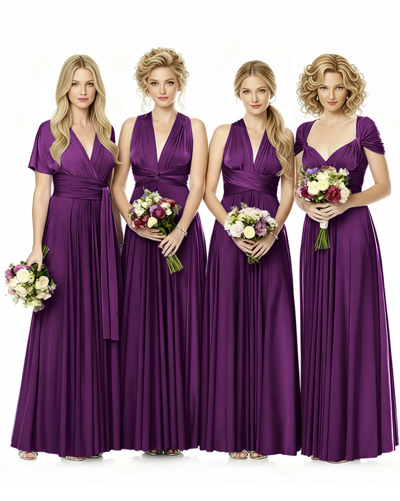 Convertible Infinity Wrap Maxi Dress With Pockets Regular Plus size Wedding Bridal Party Bridemaids Gowngrape 