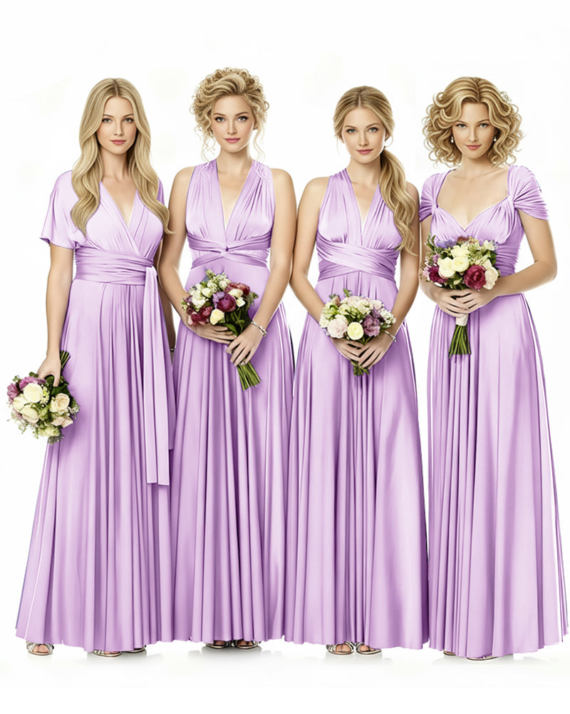 Convertible Infinity Wrap Maxi Dress With Pockets Regular Plus size Wedding Bridal Party Bridemaids Gownlilac 