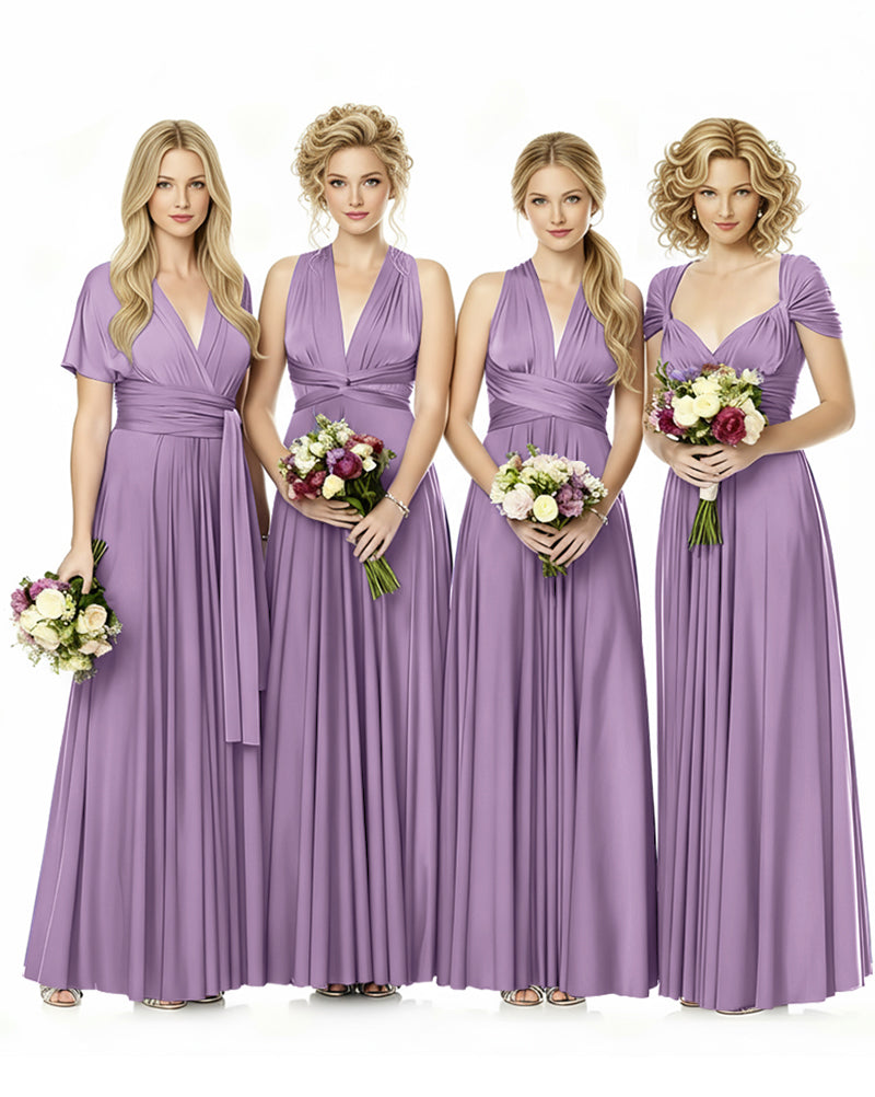 Convertible Infinity Wrap Maxi Dress With Pockets Regular Plus size Wedding Bridal Party Bridemaids Gownwisteria mauve 