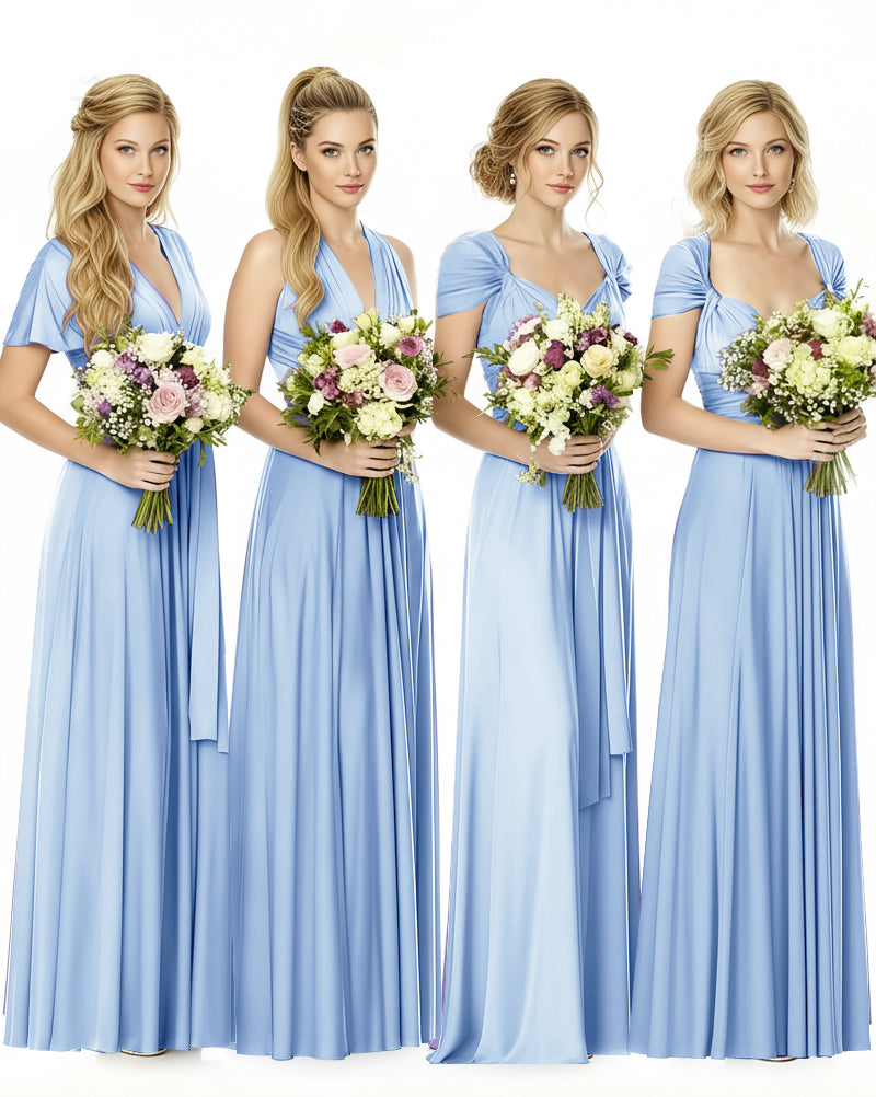 Convertible Maxi Infinity Dress With Pockets Regular Plus size Wedding Bridal Party Bridemaids Gownblue 