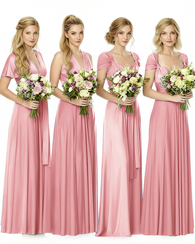 Convertible Maxi Infinity Dress With Pockets Regular Plus size Wedding Bridal Party Bridemaids Gownblushing pink 