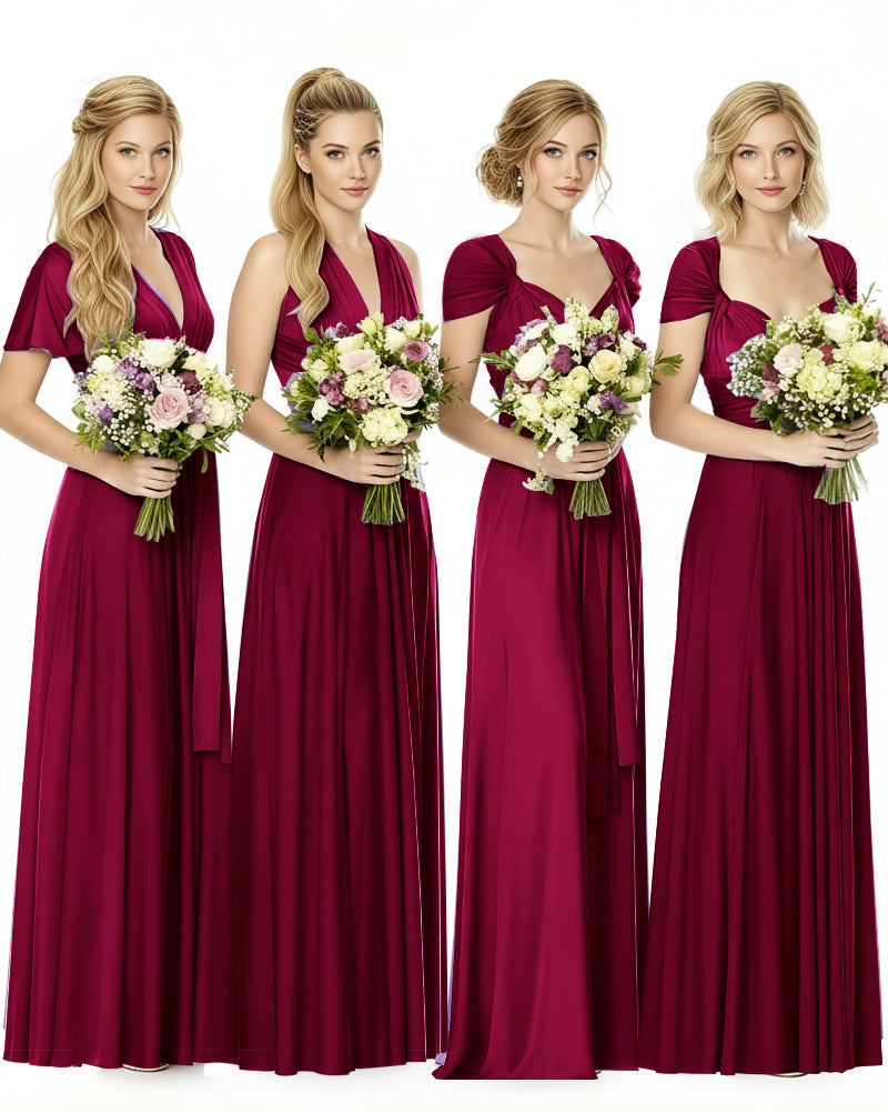 Convertible Maxi Infinity Dress With Pockets Regular Plus size Wedding Bridal Party Bridemaids Gownburgundy 