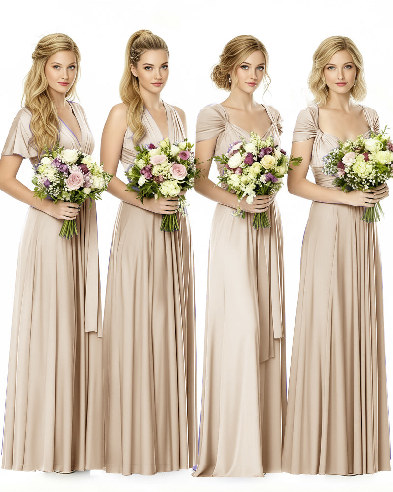 Convertible Maxi Infinity Dress With Pockets Regular Plus size Wedding Bridal Party Bridemaids Gownchampagne 