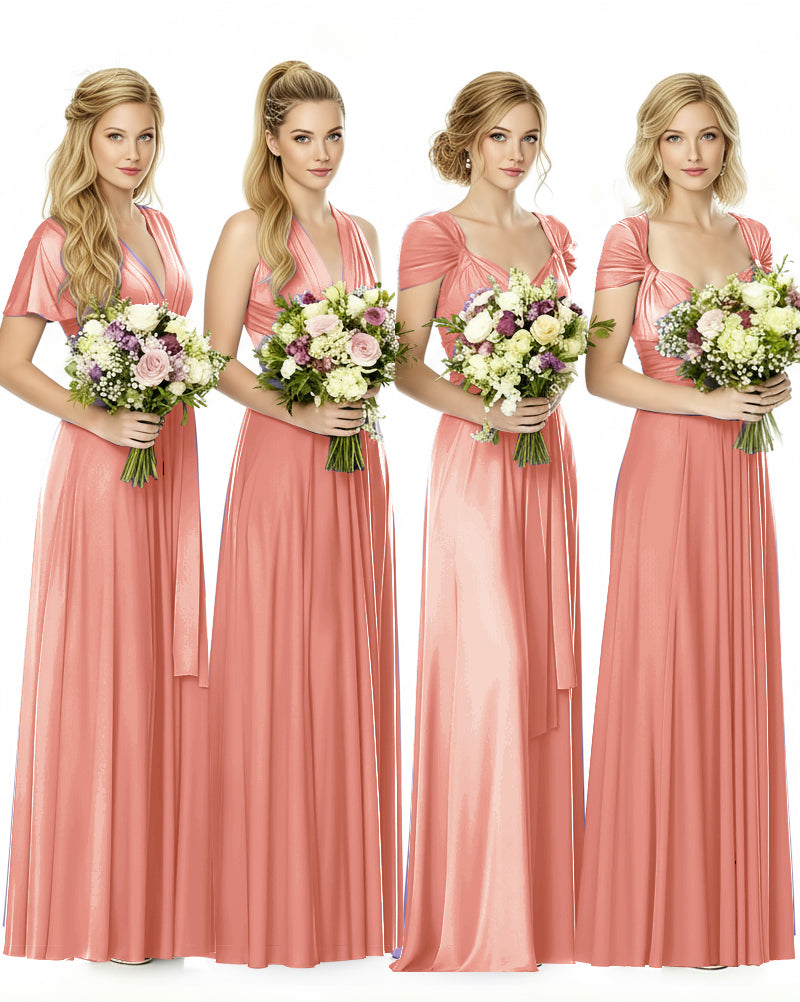 Convertible Maxi Infinity Dress With Pockets Regular Plus size Wedding Bridal Party Bridemaids Gowncoral 