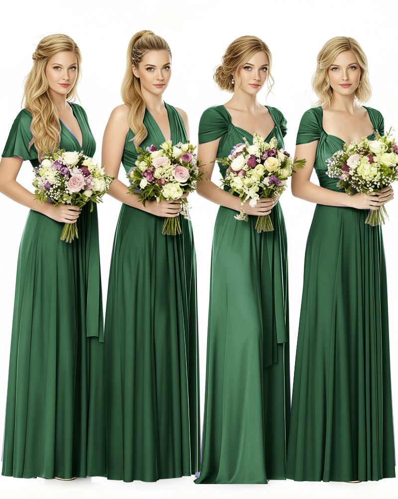 Convertible Maxi Infinity Dress With Pockets Regular Plus size Wedding Bridal Party Bridemaids Gowndark green 