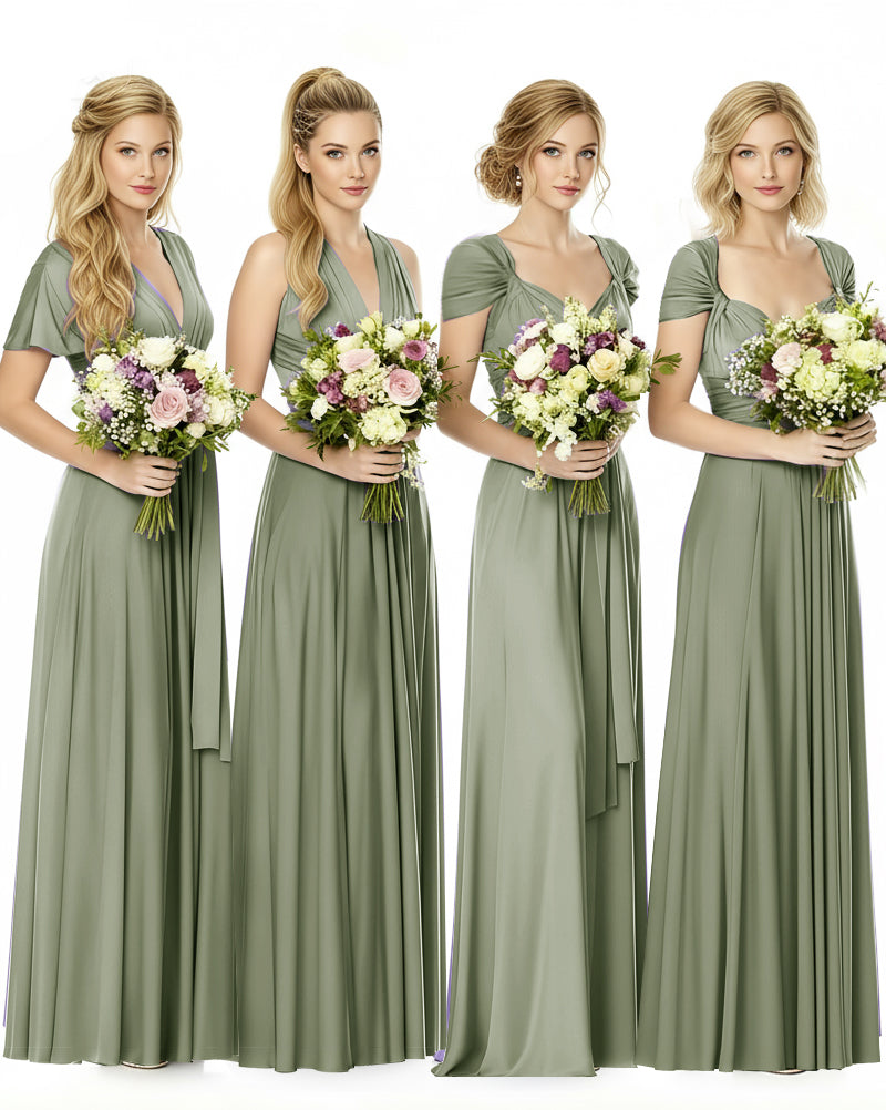 Convertible Maxi Infinity Dress With Pockets Regular Plus size Wedding Bridal Party Bridemaids Gowndusty sage 