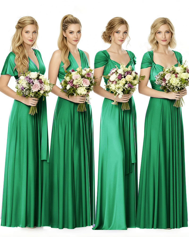 Convertible Maxi Infinity Dress With Pockets Regular Plus size Wedding Bridal Party Bridemaids Gownemerald 