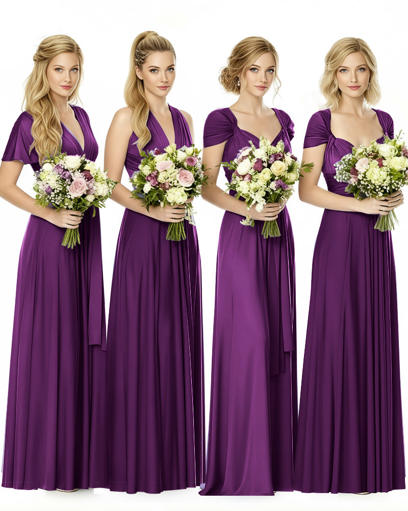 Convertible Maxi Infinity Dress With Pockets Regular Plus size Wedding Bridal Party Bridemaids Gowngrape 