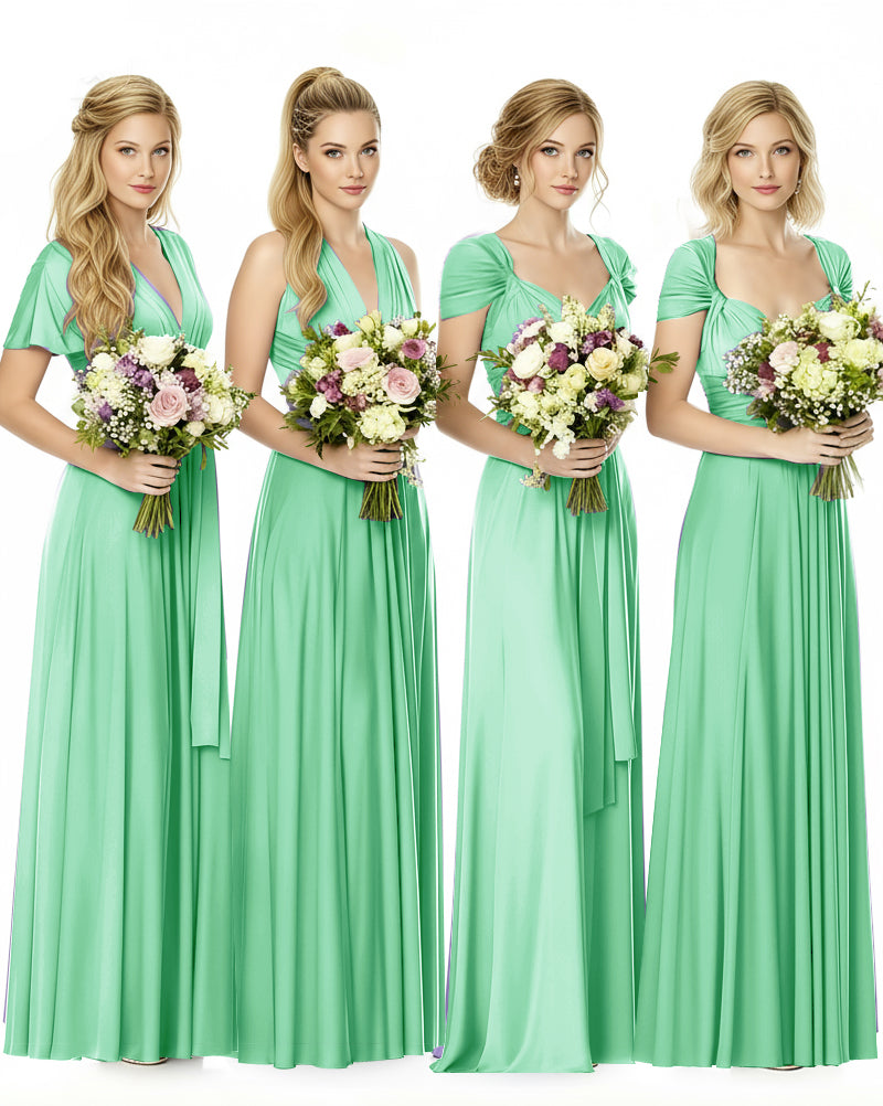 Convertible Maxi Infinity Dress With Pockets Regular Plus size Wedding Bridal Party Bridemaids Gownmint green 
