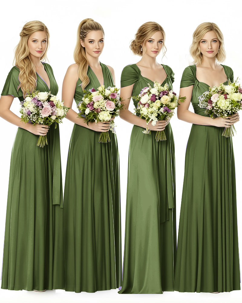 Convertible Maxi Infinity Dress With Pockets Regular Plus size Wedding Bridal Party Bridemaids Gownolive 