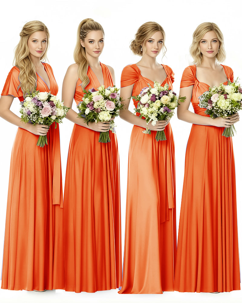 Convertible Maxi Infinity Dress With Pockets Regular Plus size Wedding Bridal Party Bridemaids Gownorange 