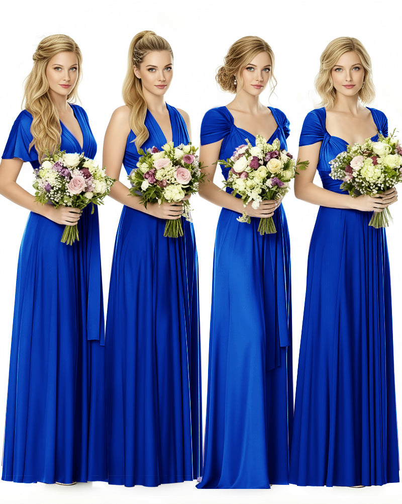 Convertible Maxi Infinity Dress With Pockets Regular Plus size Wedding Bridal Party Bridemaids Gownroyal blue 