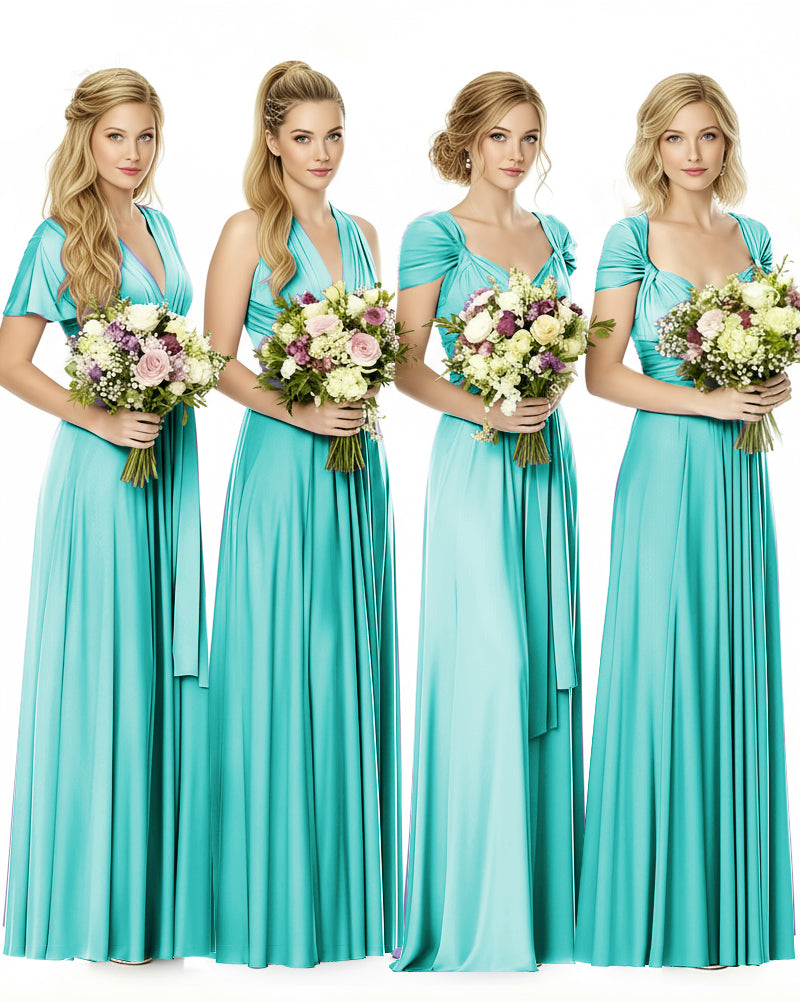 Convertible Maxi Infinity Dress With Pockets Regular Plus size Wedding Bridal Party Bridemaids Gownturquoise 
