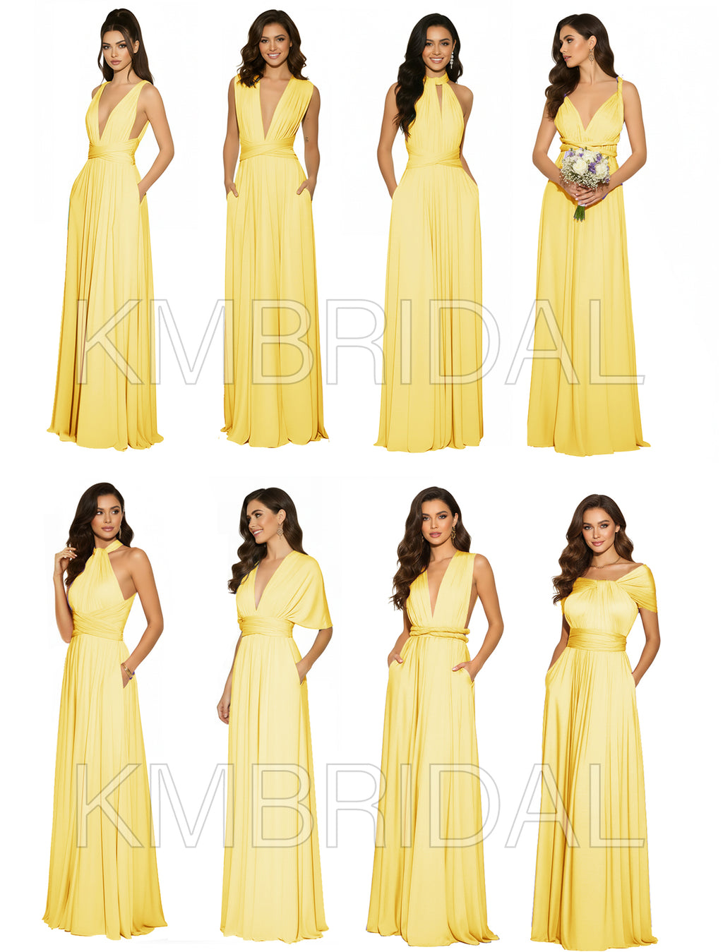 Transformable Bridesmaid Maxi Convertible Infinity Gown dress with Pockets Regular Plus size Wedding Bridal Party Bridemaids Gown