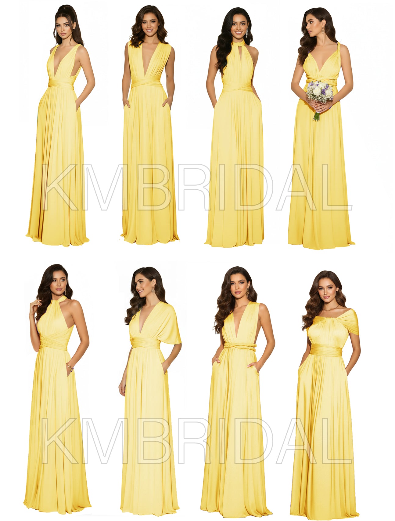 Transformable Bridesmaid Maxi Convertible Infinity Gown dress with Pockets Regular Plus size Wedding Bridal Party Bridemaids Gown