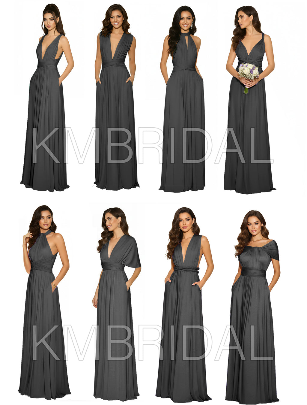 Multiway Convertible Bridesmaid Maxi Infinity Dress With Pockets Regular Plus size Wedding Bridal Party Bridemaids Gown