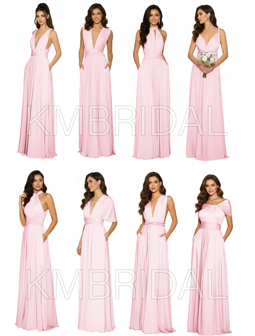 Convertible Infinity Multiway Wrap Maxi Dress With Pockets Regular Plus size Wedding Bridal Party Bridemaids Gown