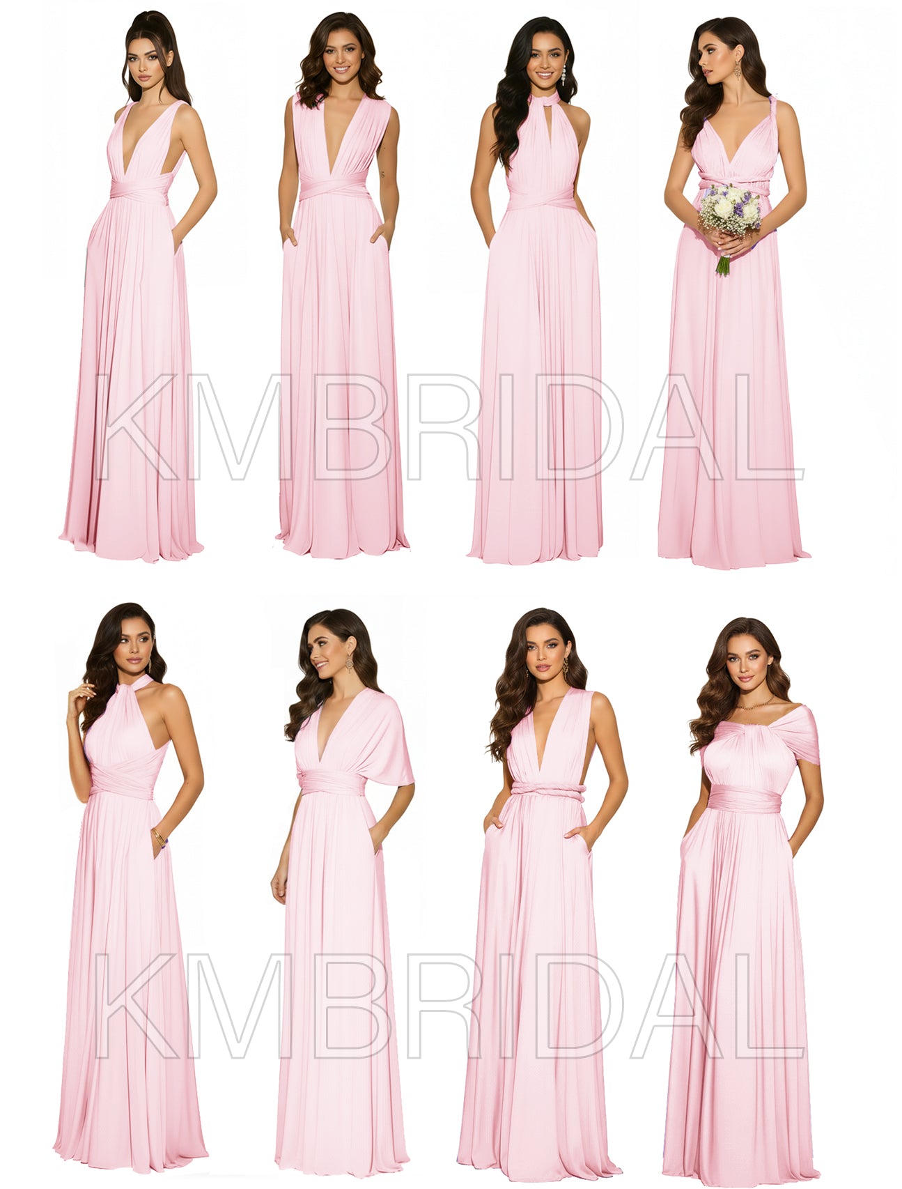 Convertible Infinity Multiway Wrap Maxi Dress With Pockets Regular Plus size Wedding Bridal Party Bridemaids Gown