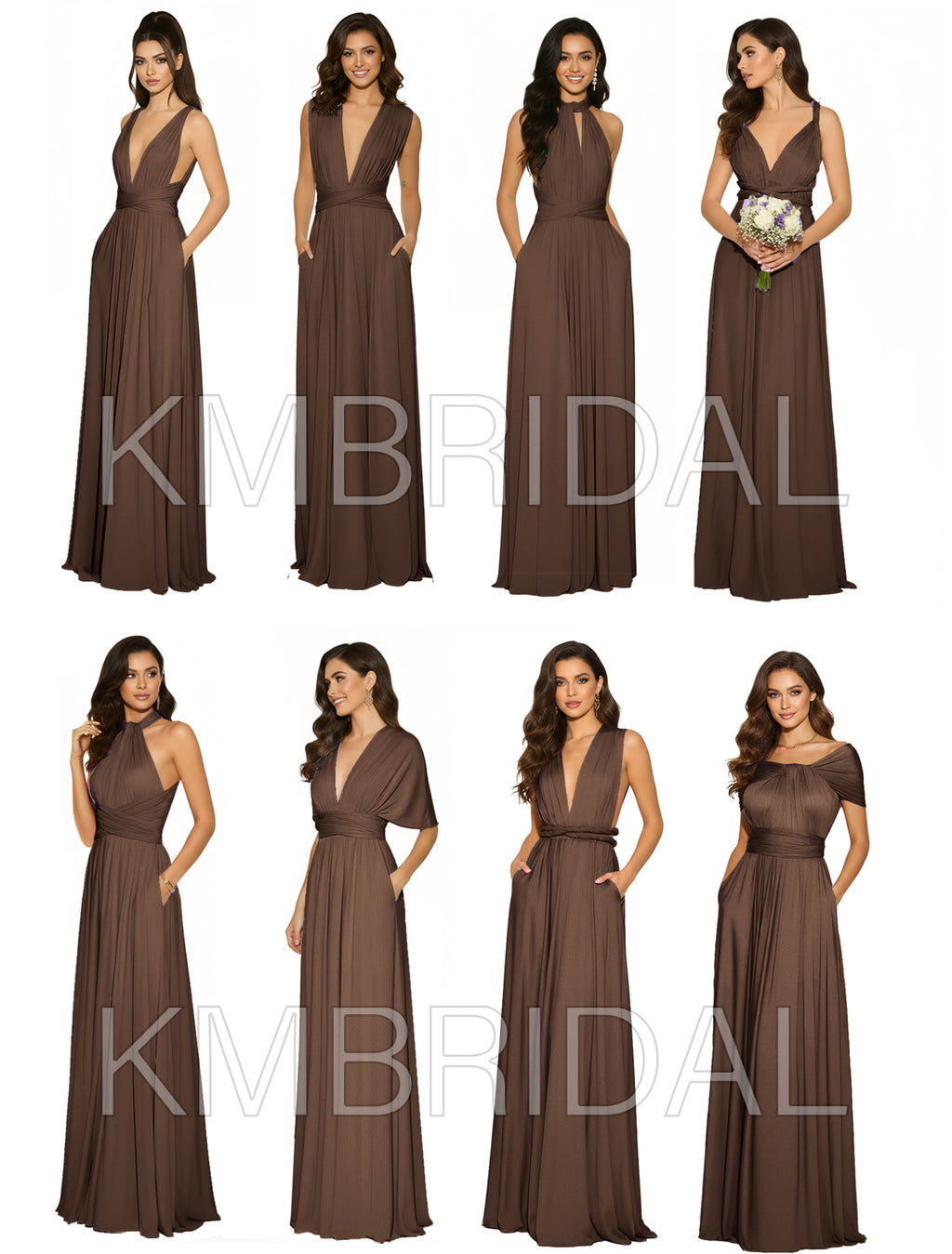 Convertible Maxi Infinity Dress With Pockets Regular Plus size Wedding Bridal Party Bridemaids Gown
