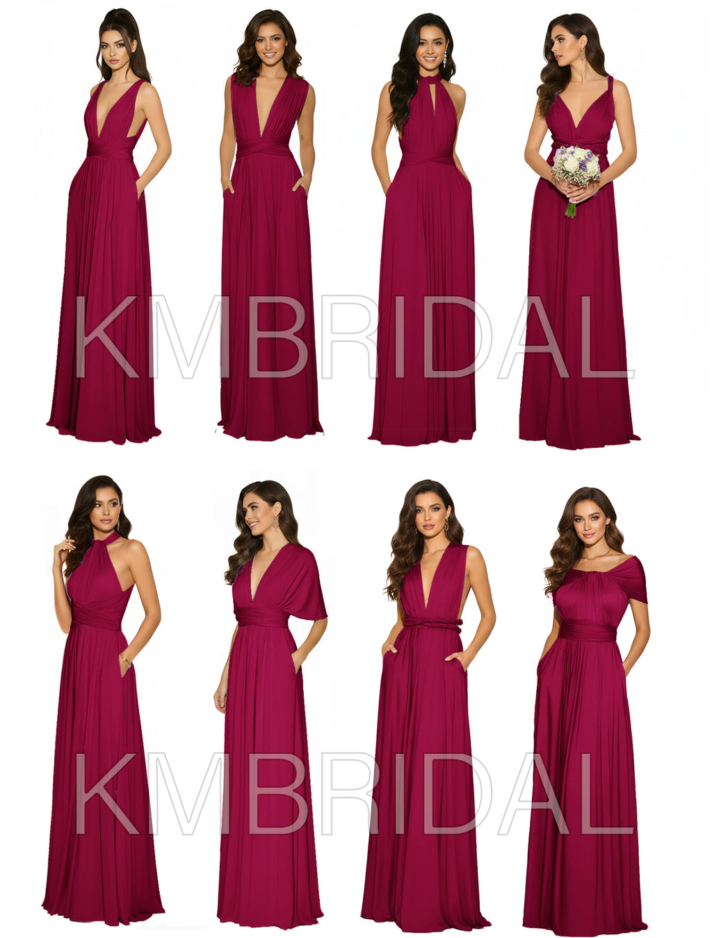 Convertible Bridesmaid Wrap Maxi Infinity Dress Regular Plus size Wedding Bridal Party Bridemaids Gown