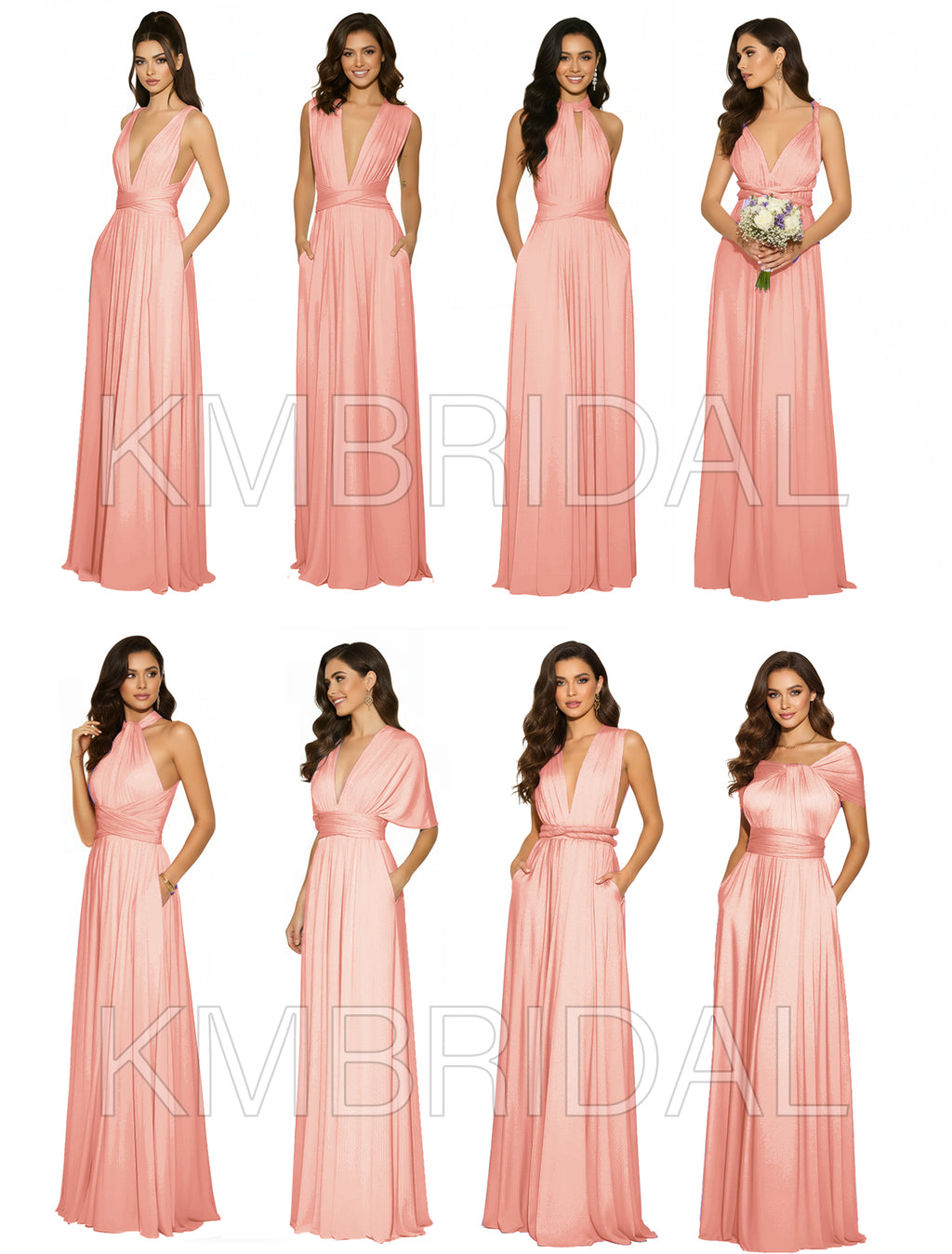 Wedding Party Convertible Infinity Dress with Pockets Regular Plus size Wedding Bridal Party Bridemaids Gown