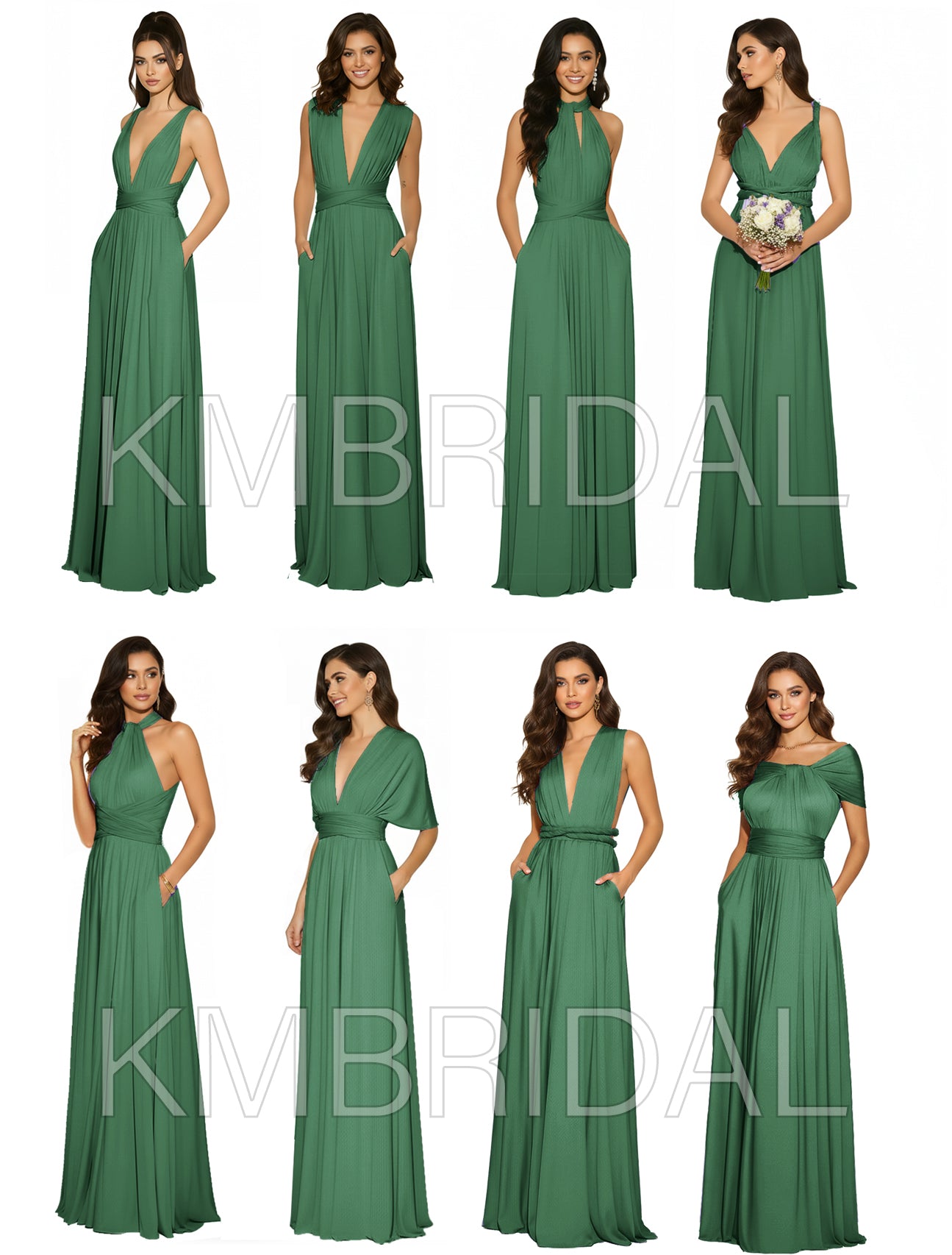 Multiway Maxi Infinity Convertible Dress With Pockets Regular Plus size Wedding Bridal Party Bridemaids Gown