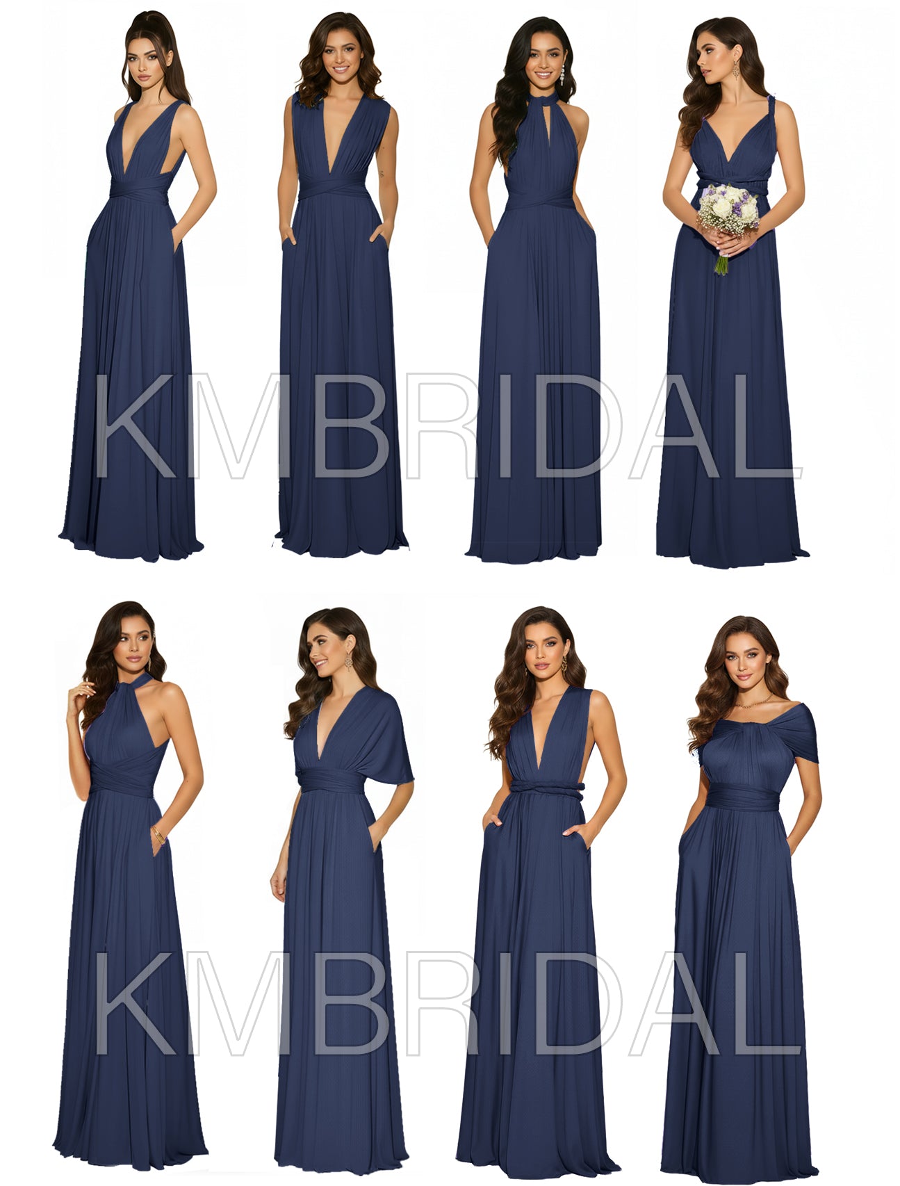 Multiway Convertible Wrap Infinity Dress with Pockets Regular Plus size Wedding Bridal Party Bridemaids Gown