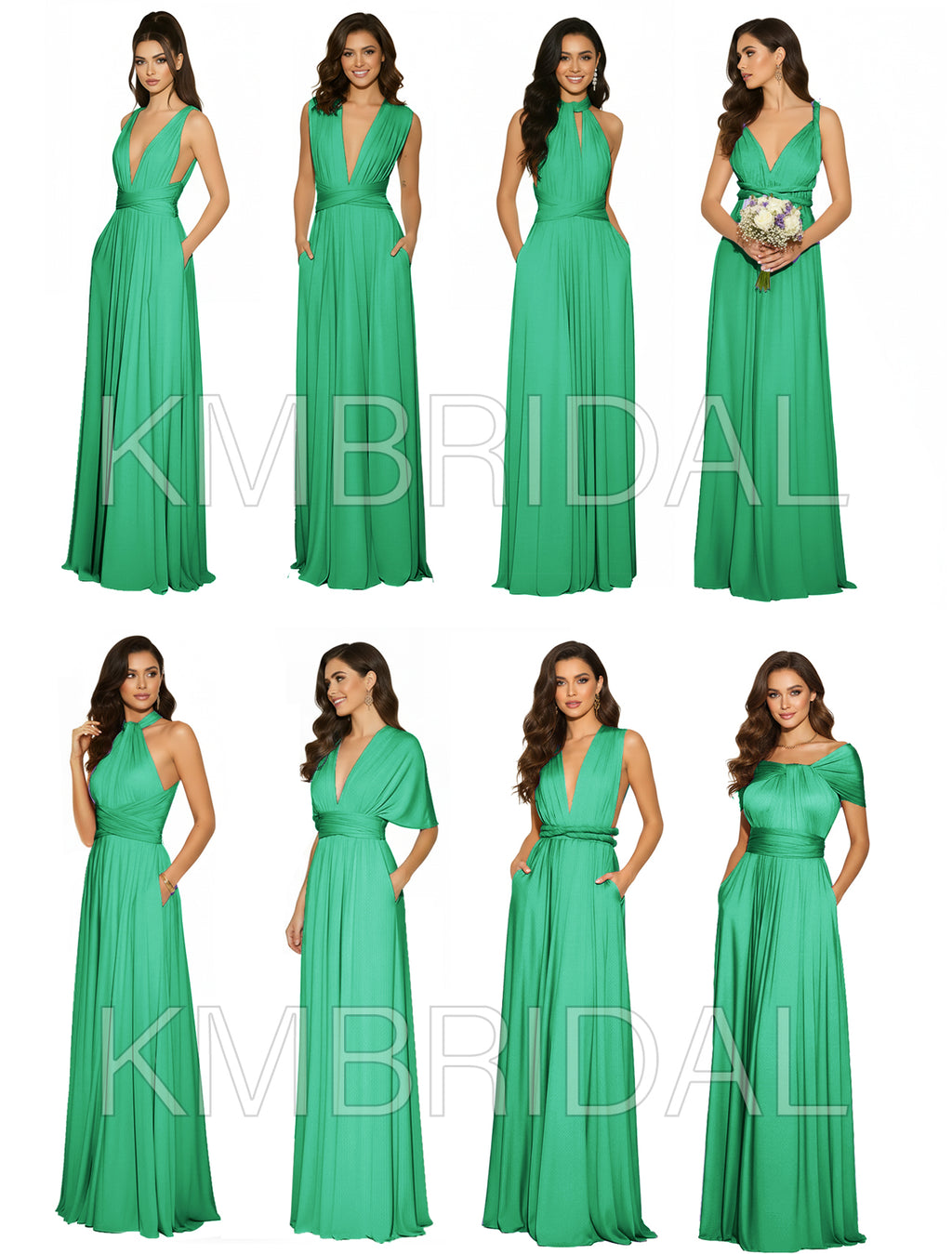 Multiway Wrap Maxi Gown Infinity Dress with Pockets Regular Plus size Wedding Bridal Party Bridemaids Gown