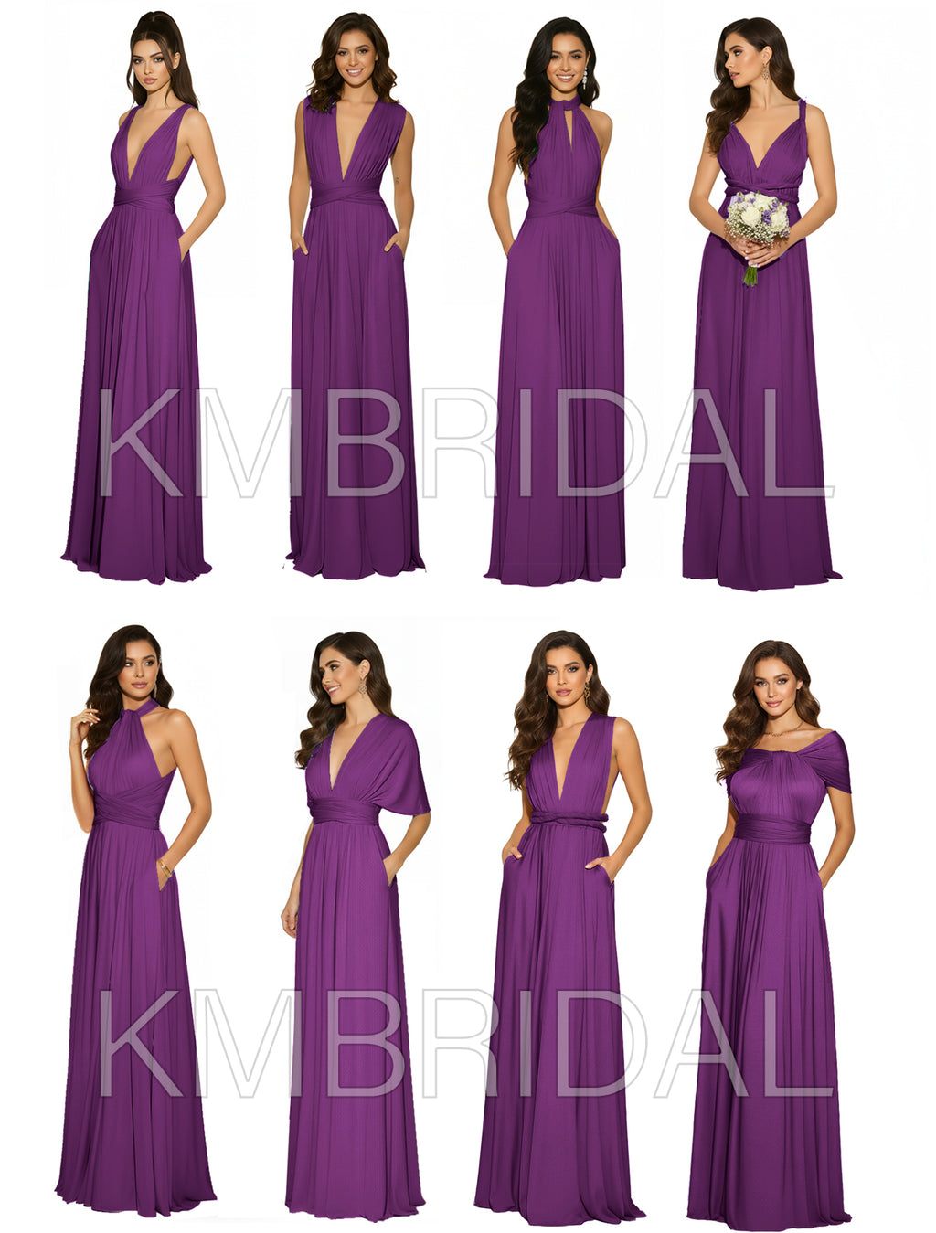 Multi-Way Maxi Infinity Dress With Pockets Regular Plus size Wedding Bridal Party Bridemaids Gown