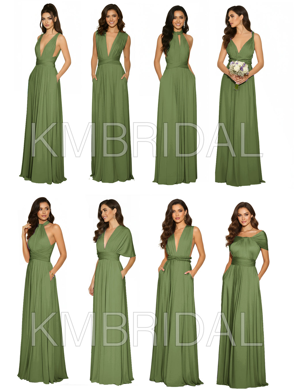 Convertible Bridesmaid Maxi Multiway Dress With Pockets Regular Plus size Wedding Bridal Party Bridemaids Gown
