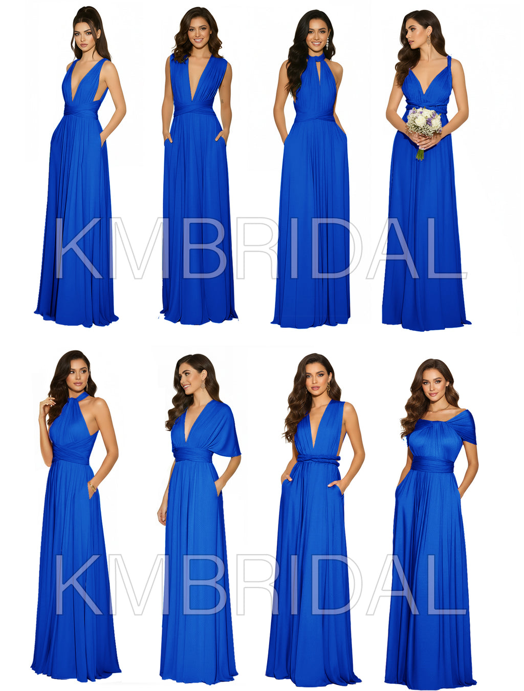 Multi-Way Convertible Infinity Dress with Pockets Regular Plus size Wedding Bridal Party Bridemaids Gown