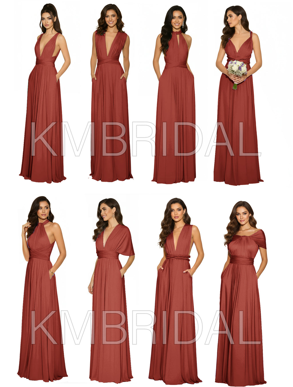 Convertible Maxi Dress With Pockets Regular Plus size Wedding Bridal Party Bridemaids Gown