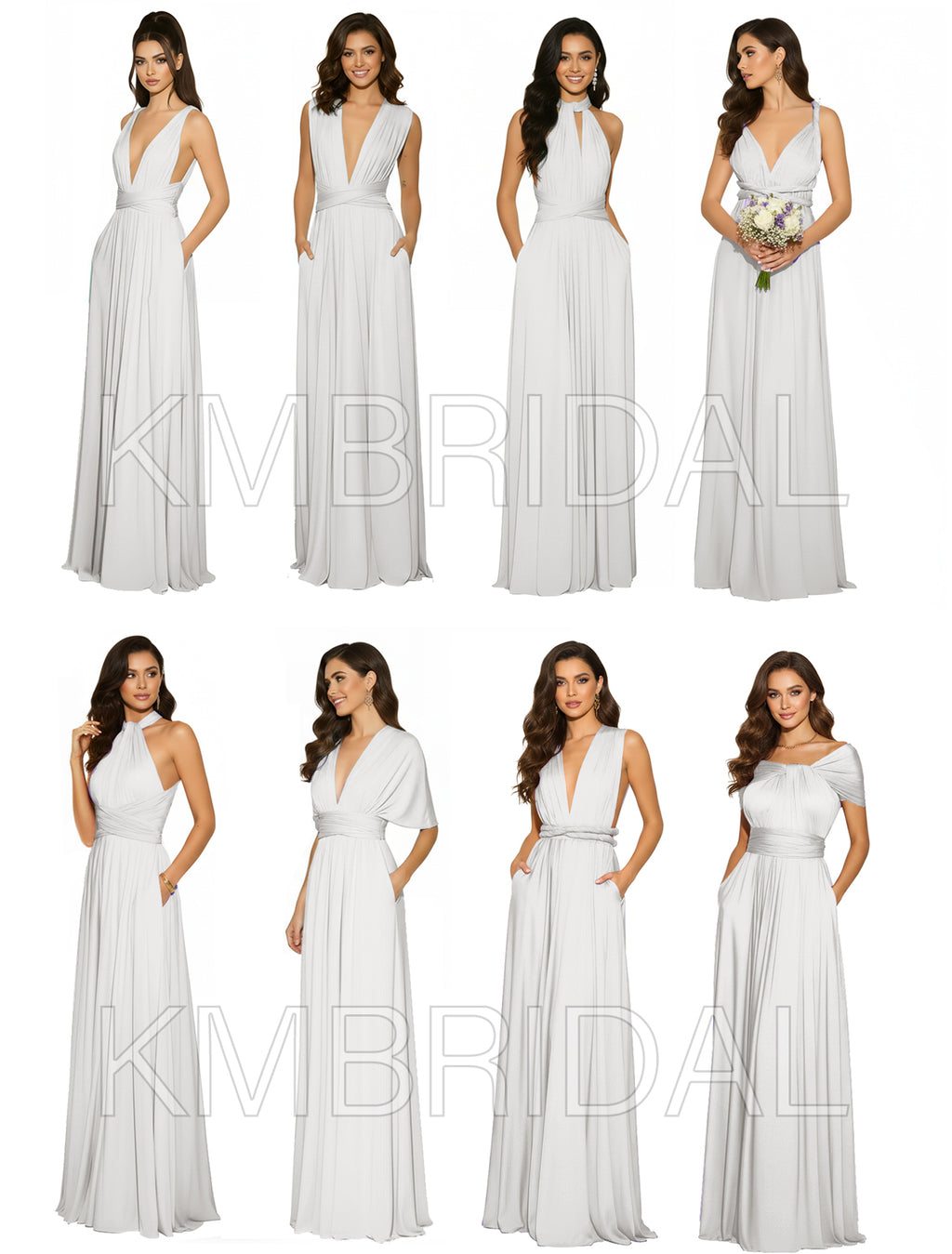 Multi-Way Wrap Inifinity Convertible Maxi Dress Regular Plus size Wedding Bridal Party Bridemaids Gown