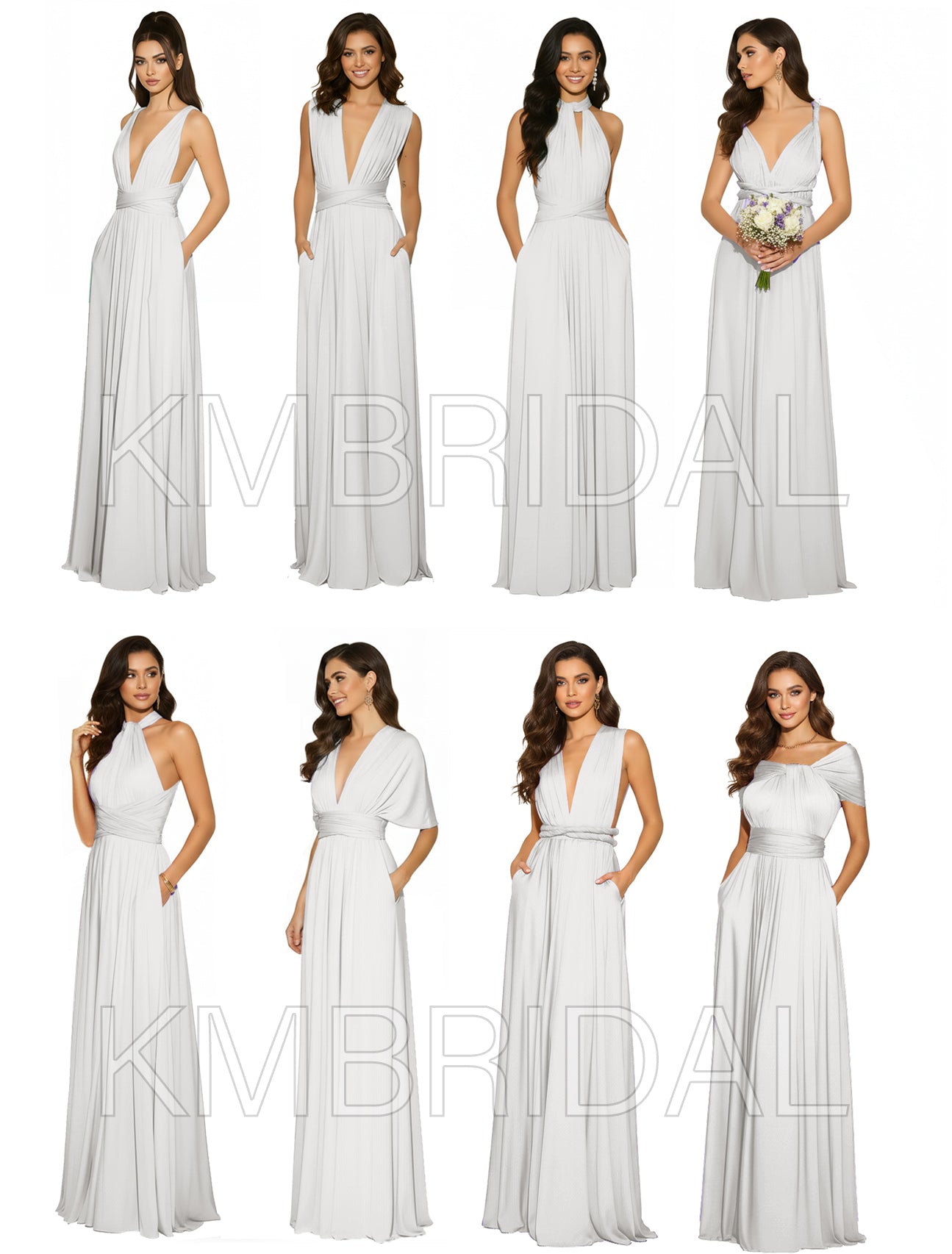 Multi-Way Wrap Inifinity Convertible Maxi Dress Regular Plus size Wedding Bridal Party Bridemaids Gown