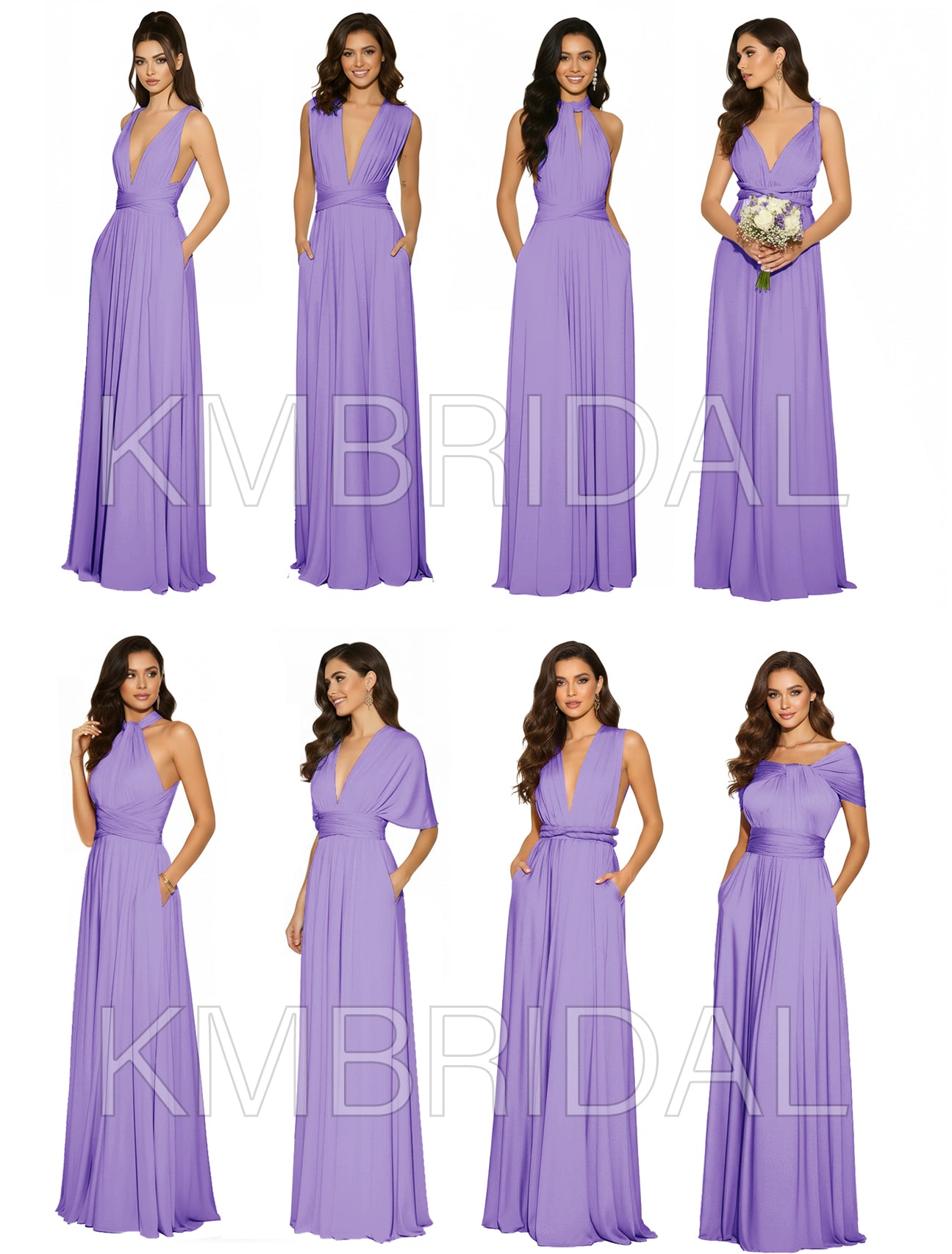 Convertible Infinity Dress with Pockets for Bridesmaids Multiway and Convertible Regular Plus size Wedding Bridal Party Bridemaids Gown