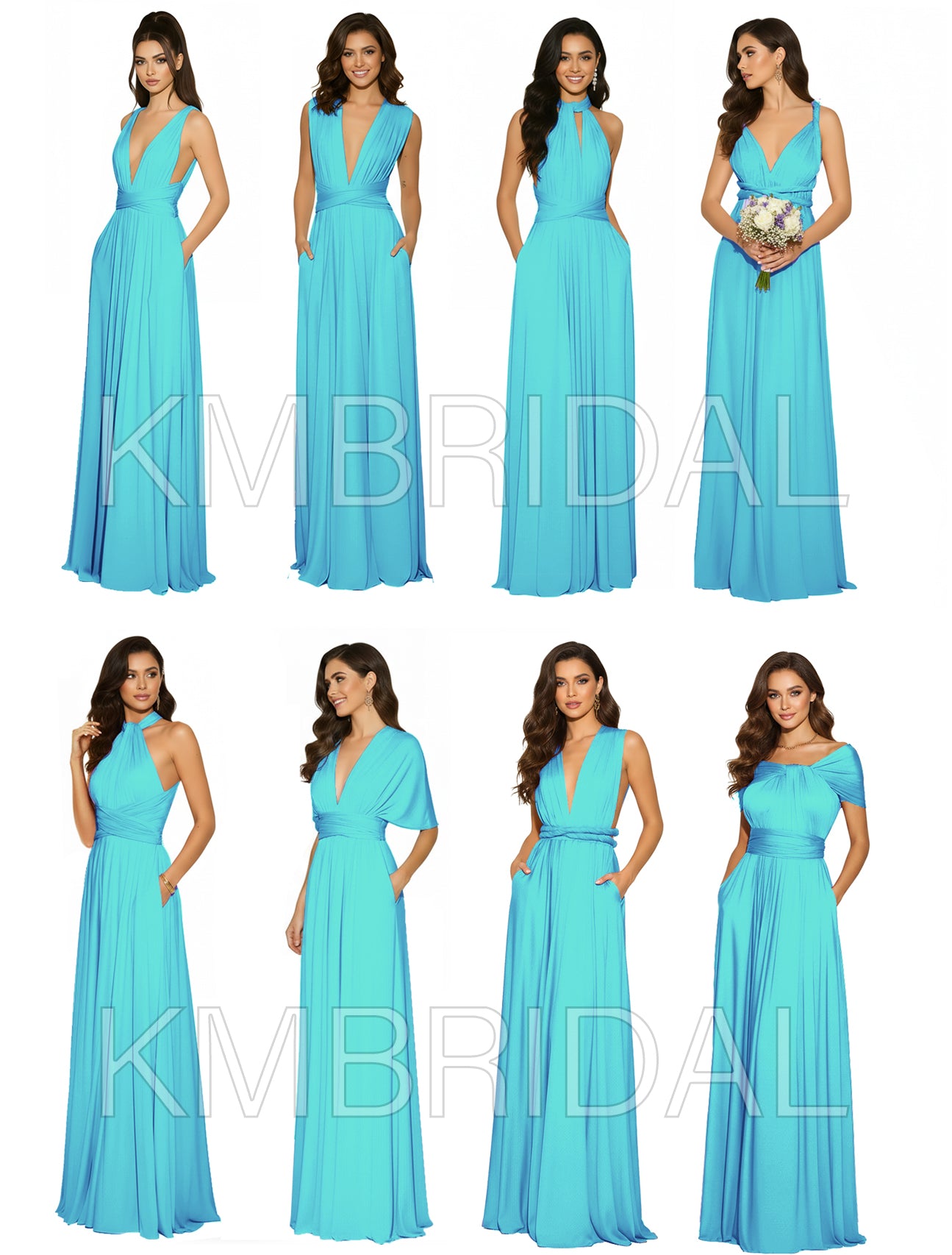 Convertible Multiway Infinity dress With Pockets Regular Plus size Wedding Bridal Party Bridemaids Gown