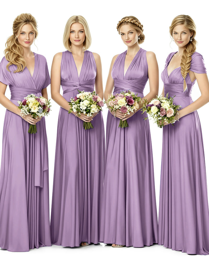 Bridesmaid Maxi Dress with Pockets Convertible Regular Plus size Wedding Bridal Party Bridemaids Gown wisteria mauve 