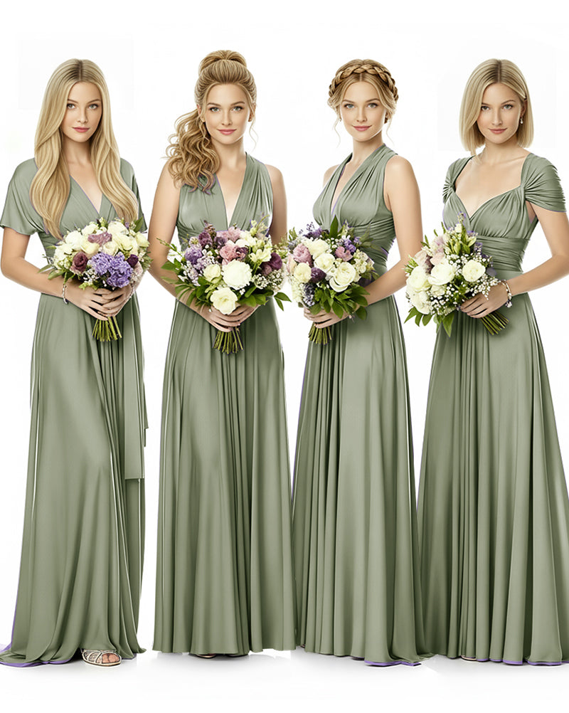 Convertible Maxi Infinity Dress With Pockets Regular Plus size Wedding Bridal Party Bridemaids Gown dusty sage 