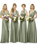 Convertible Maxi Infinity Dress With Pockets Regular Plus size Wedding Bridal Party Bridemaids Gown dusty sage 