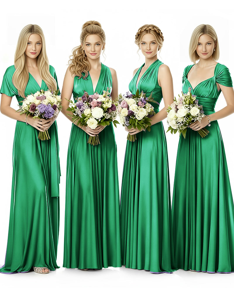 Convertible Maxi Infinity Dress With Pockets Regular Plus size Wedding Bridal Party Bridemaids Gown emerald 