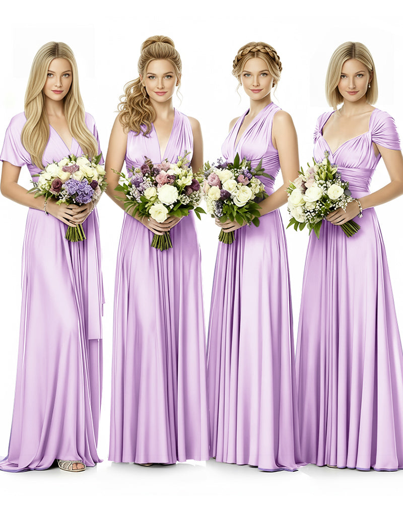 Convertible Maxi Infinity Dress With Pockets Regular Plus size Wedding Bridal Party Bridemaids Gown lilac 