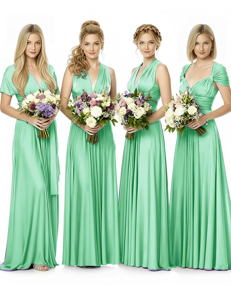 Convertible Maxi Infinity Dress With Pockets Regular Plus size Wedding Bridal Party Bridemaids Gown mint green 