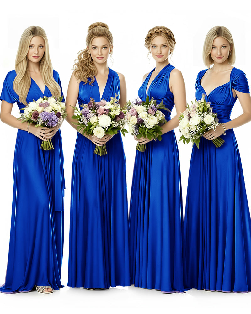 Convertible Maxi Infinity Dress With Pockets Regular Plus size Wedding Bridal Party Bridemaids Gown royal blue 